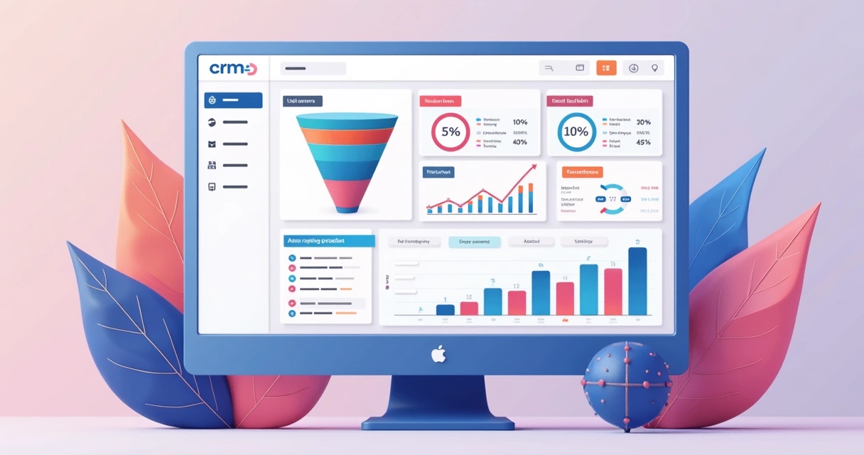Dashboard de CRM mostrando funil de vendas em PME 