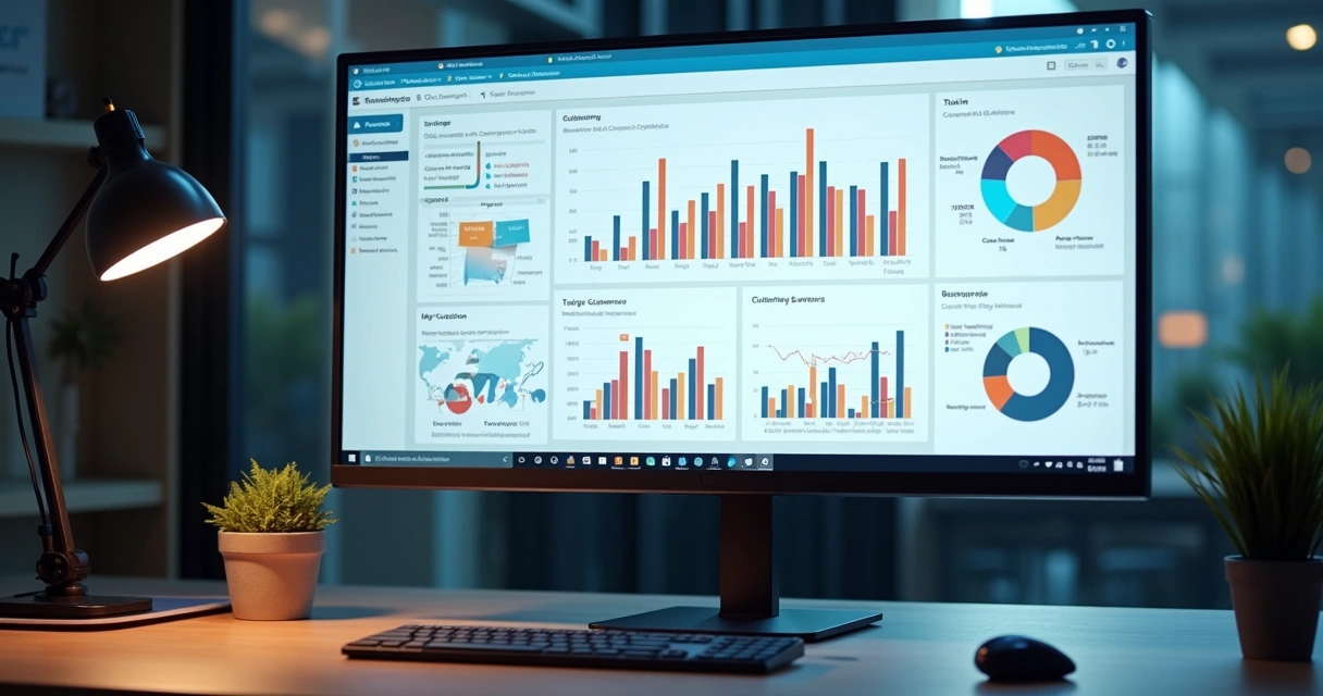 Painel de vendas em CRM com indicadores visuais e gráficos 