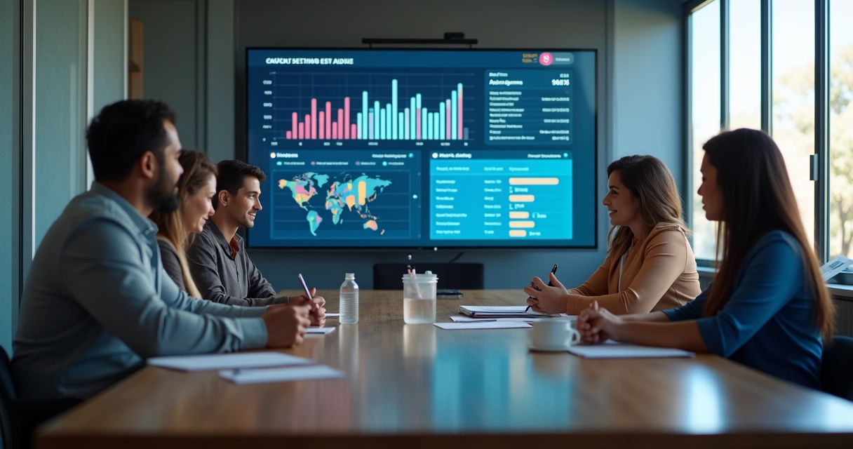 Equipe analisando funil de vendas no CRM