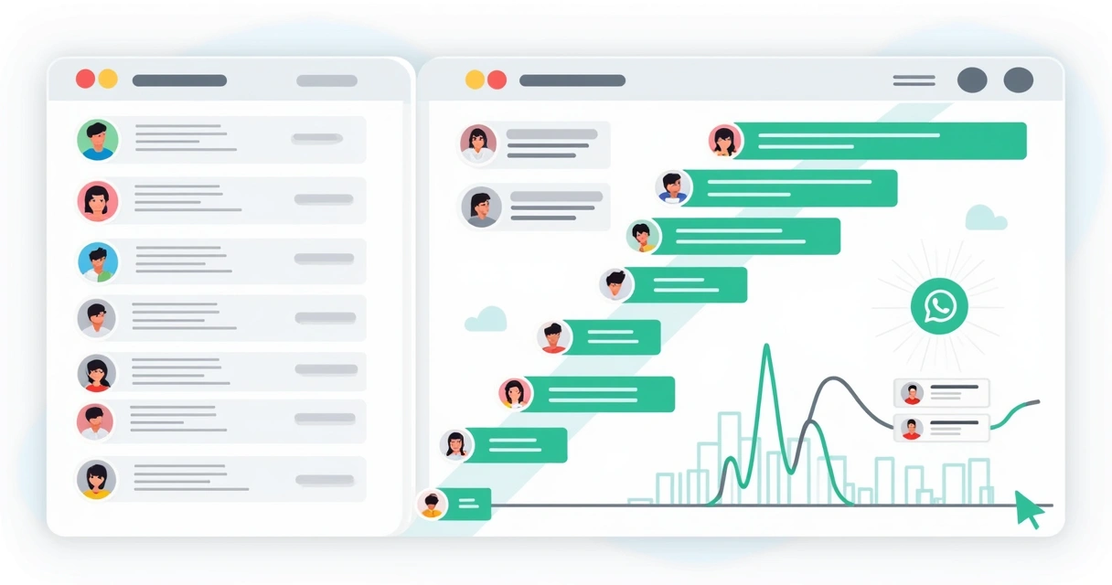 Dashboard de vendas em CRM para WhatsApp mostrando funil visual 
