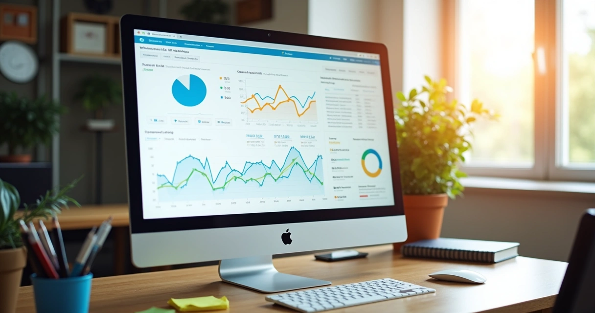 Dashboard exibindo métricas e taxas de conversão de várias etapas 