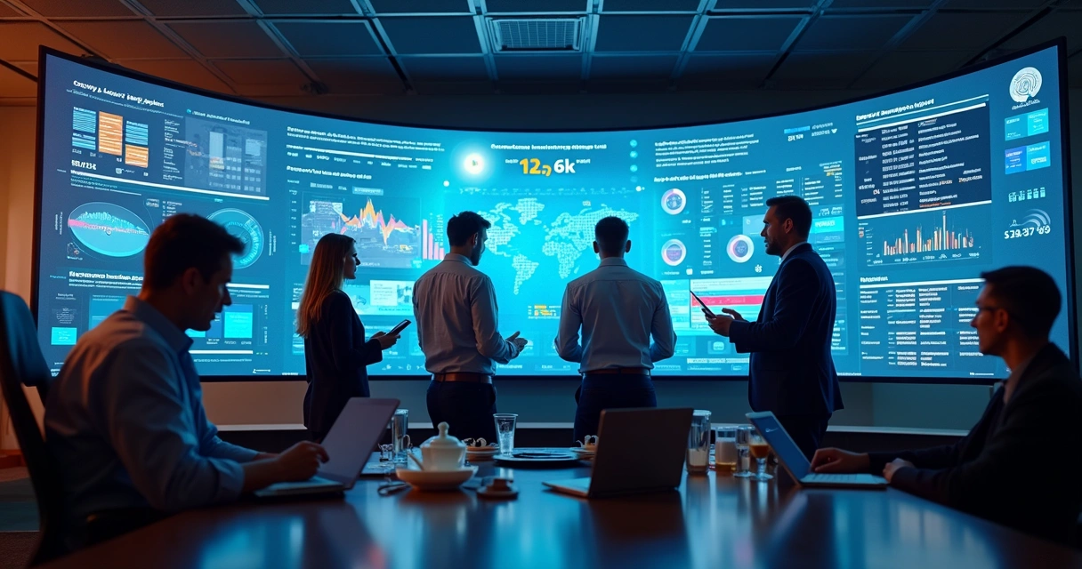 Dashboard colorido com dados em tempo real em exibição 