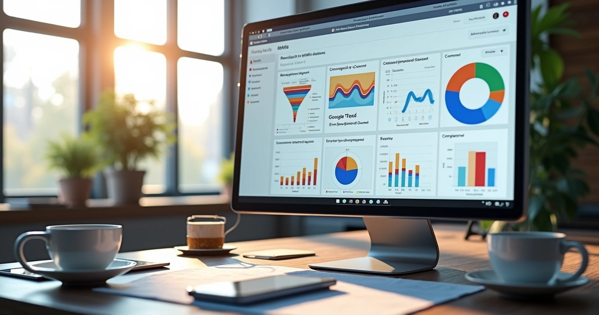Dashboard exibindo gráficos de dados do Google Ads 
