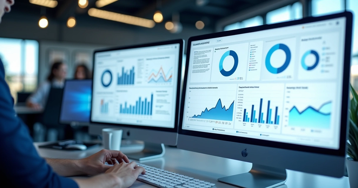 Dashboard com gráficos de performance e dados de leads imobiliários