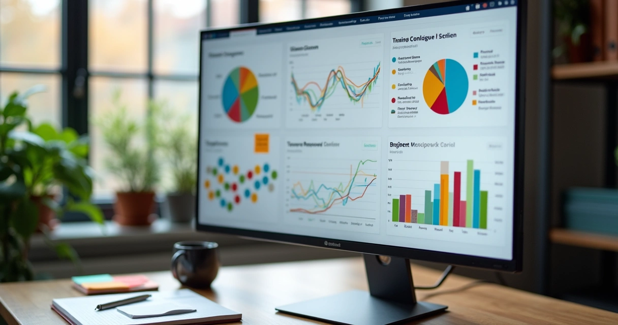 Dashboard colorido com dados de pequenas empresas