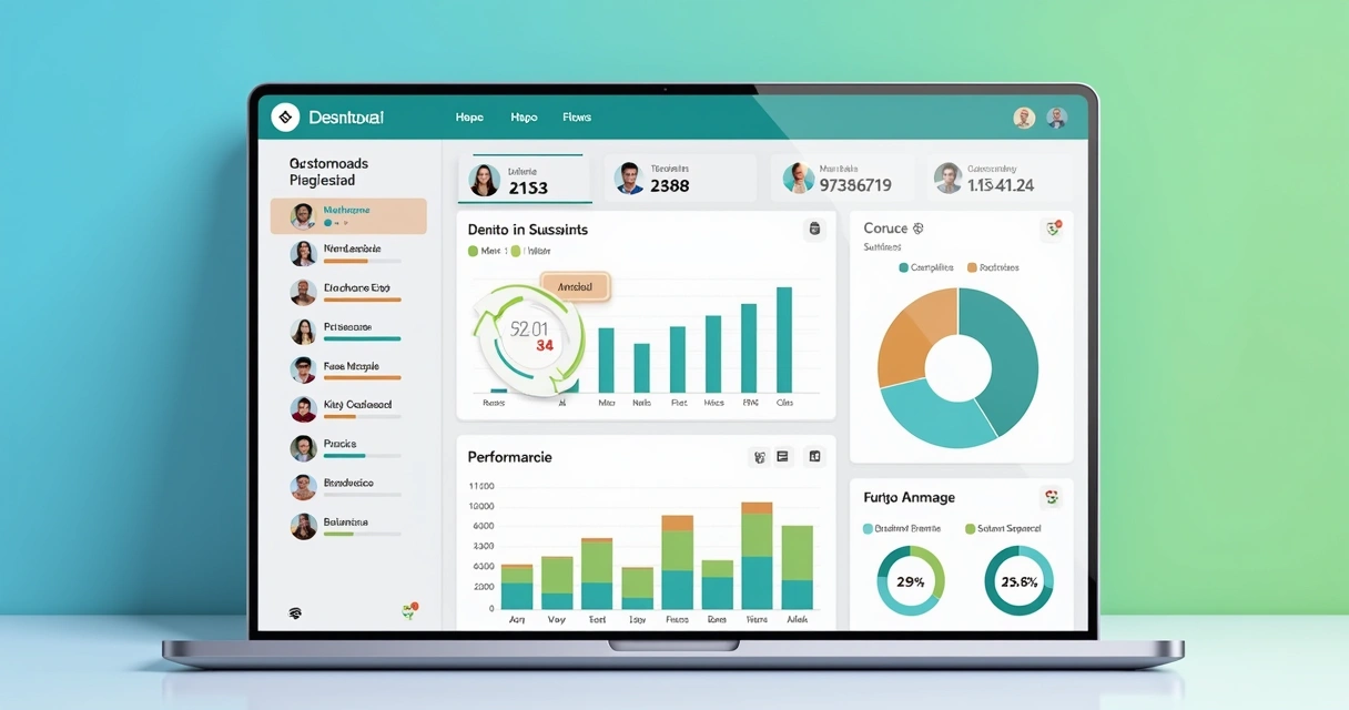 Tela de dashboard com gráficos de desempenho escolar 
