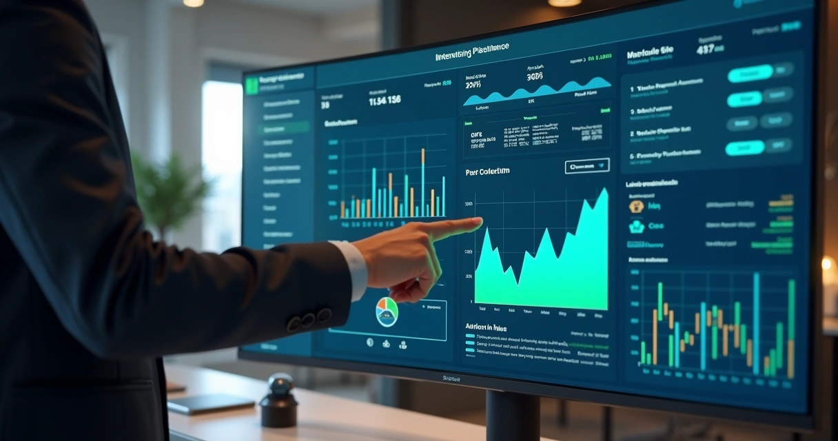 Painel digital com gráficos de desempenho automático 