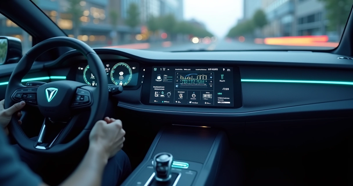Painel digital com informações de manutenção do carro