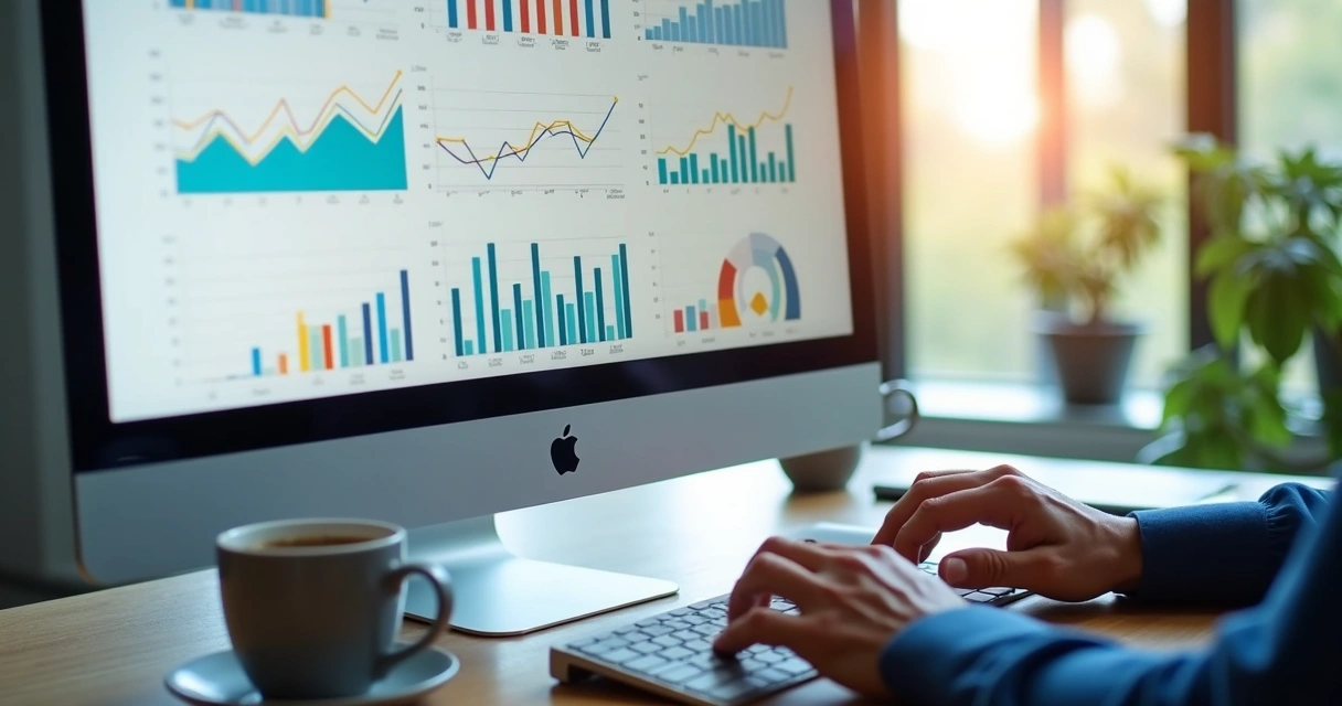 Dashboard com dados empresariais em tempo real na tela