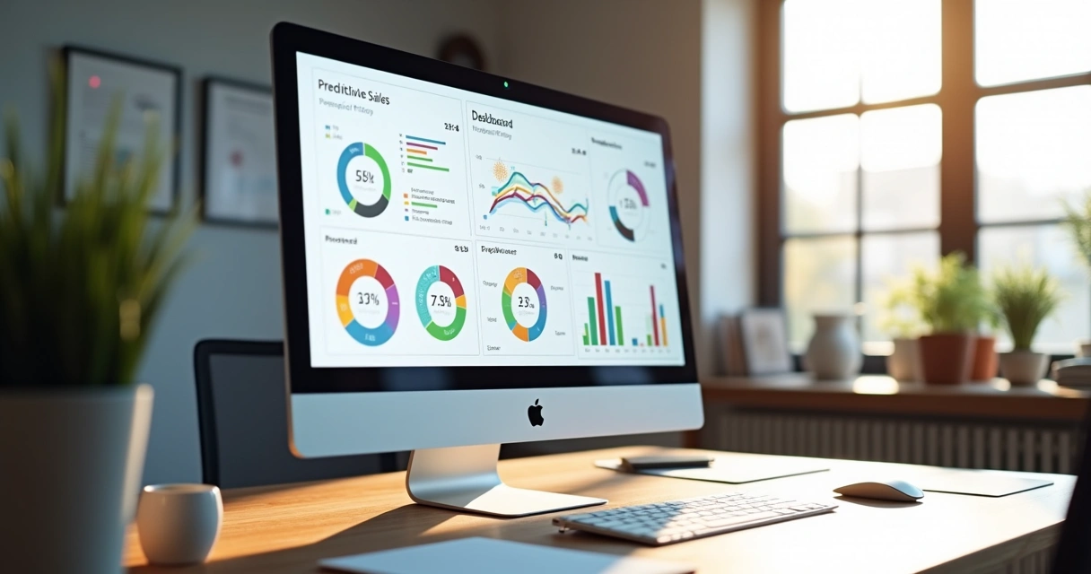 Dashboard empresarial exibindo previsão de vendas e gráficos 