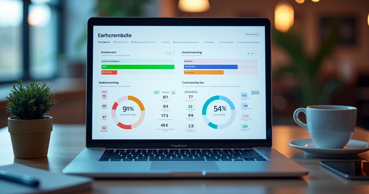 Dashboard colorido mostrando enriquecimento e validação de dados 