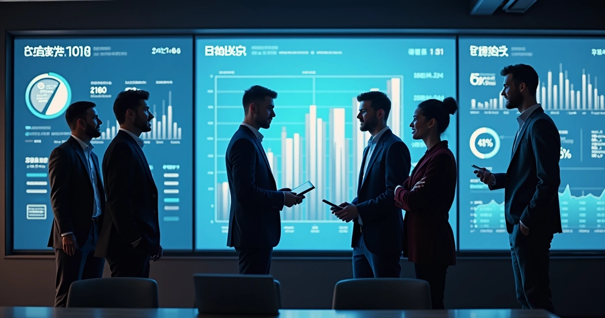 Time acompanhando dashboard de metas em agência digital 