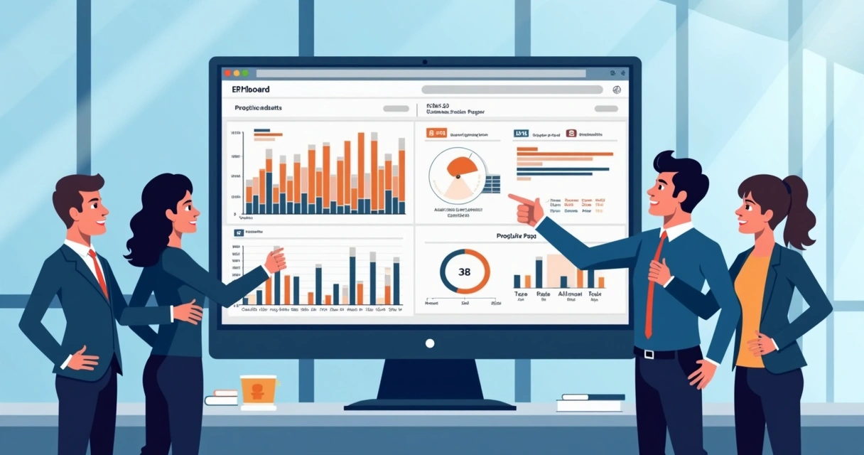 Dashboard digital de ERP industrial com gráficos de capacidade produtiva