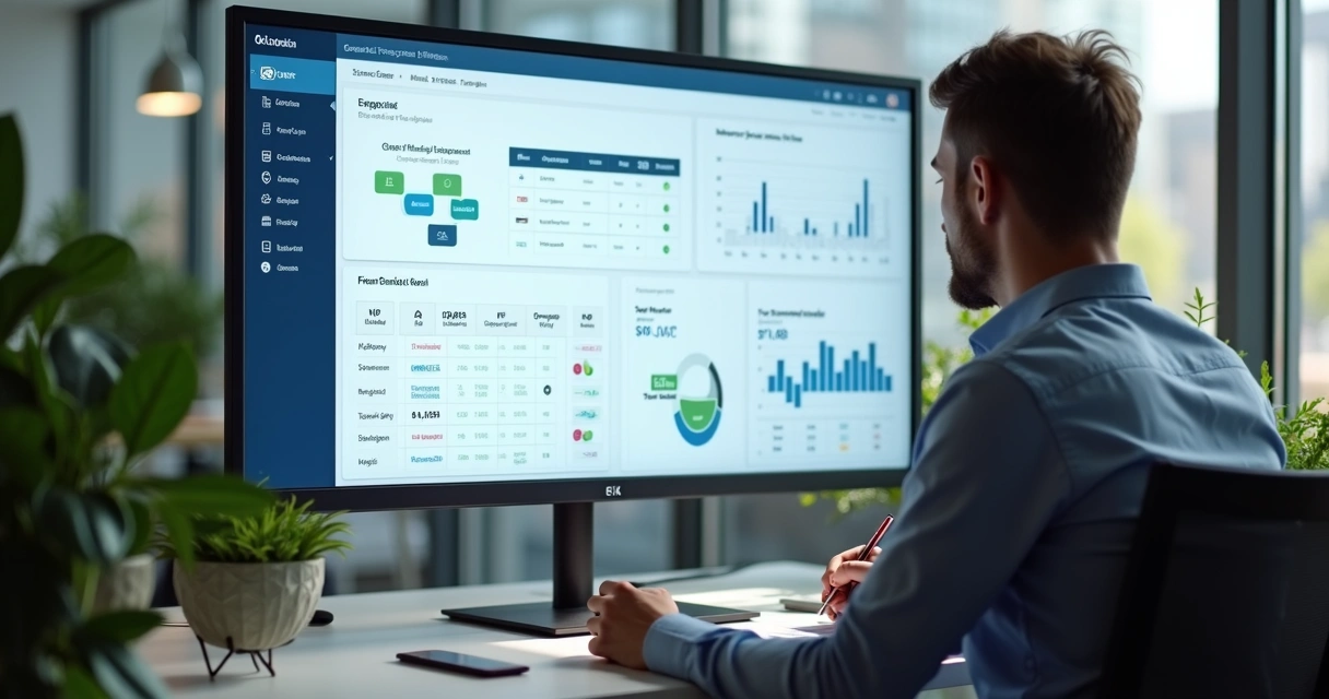 Dashboard ERP mostrando integrações com Pix