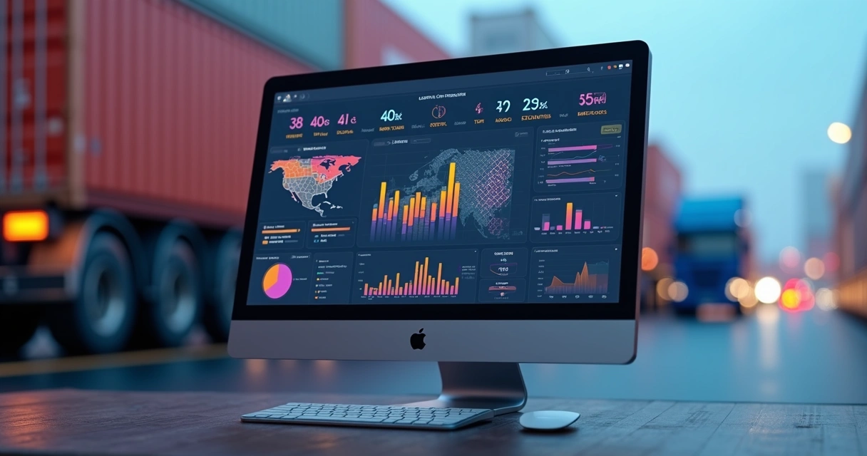 Dashboard de controle logístico em sistema ERP 