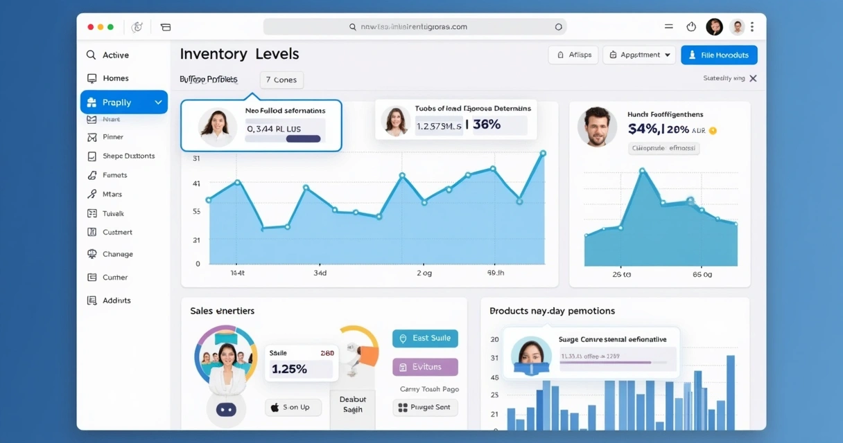 Tela de dashboard com dados de estoque e promoções ativas