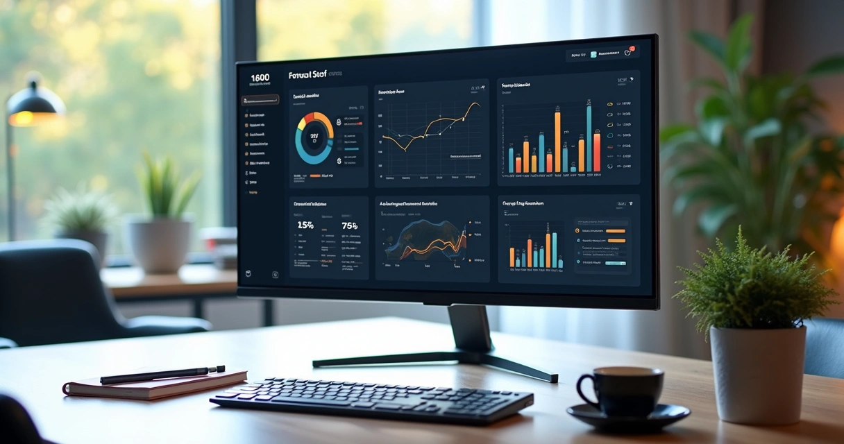 Dashboard visualizando metas estratégicas de negócios 