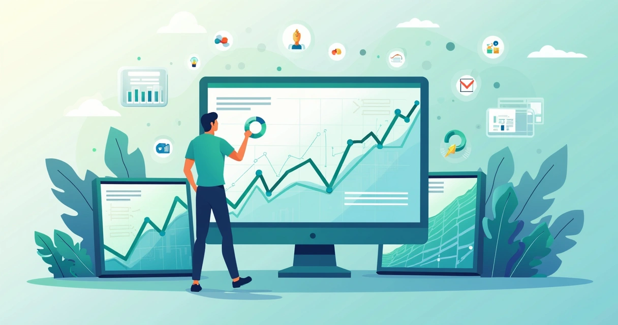 Painel digital com gráficos evoluindo em tempo real