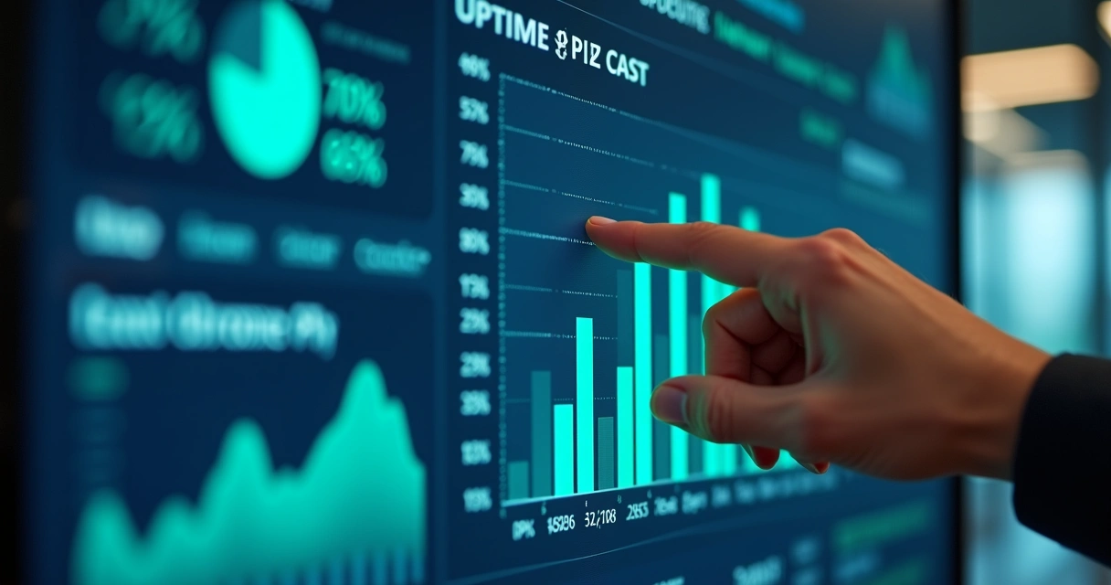 Dashboard executivo mostrando KPIs de cloud 