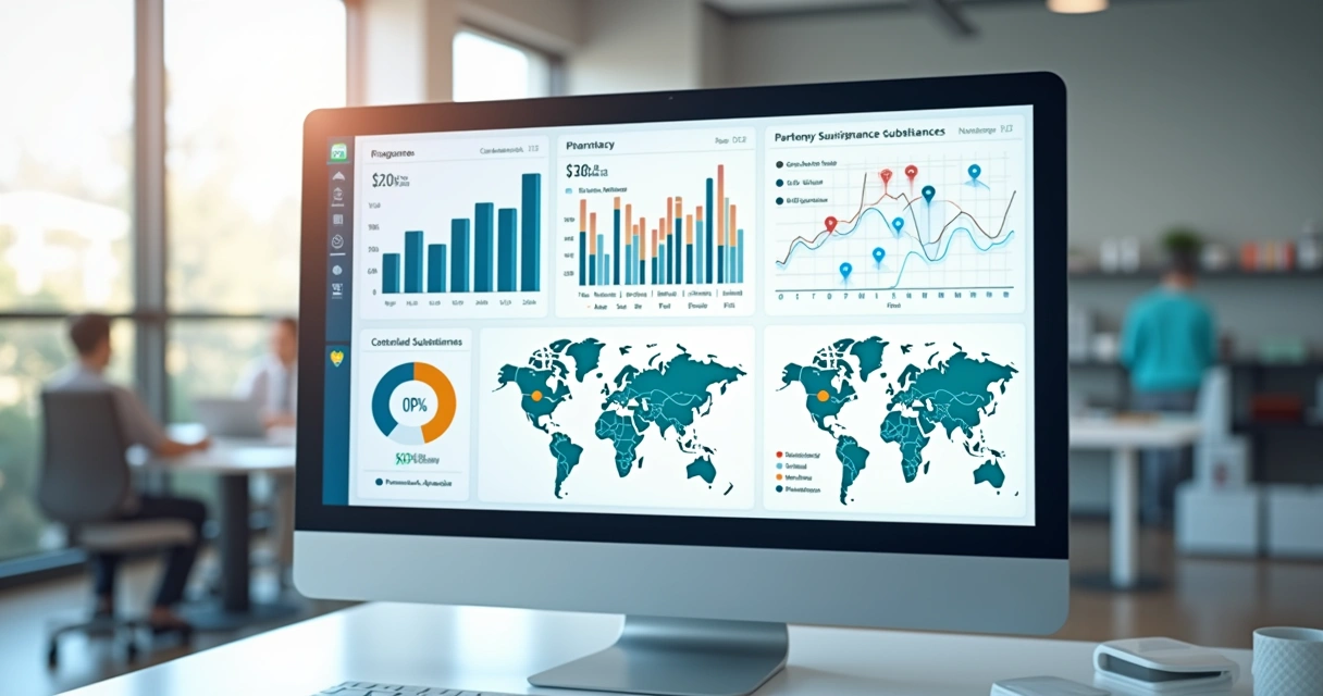 Dashboard de farmácia integrando vendas e estoque. 