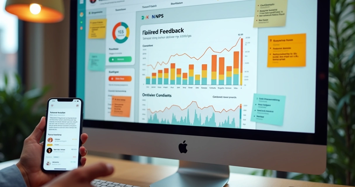 Dashboard colorido com dados de feedback de clientes de delivery 