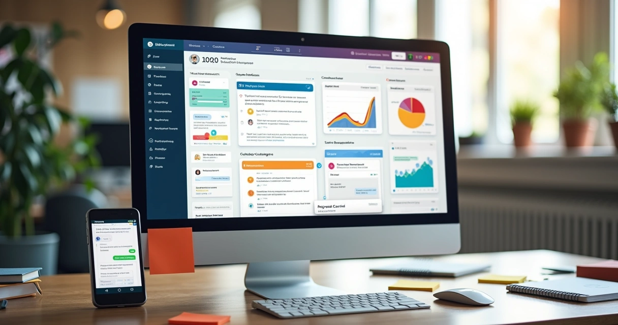 Dashboard de feedback do cliente com gráficos coloridos e mensagens de clientes.
