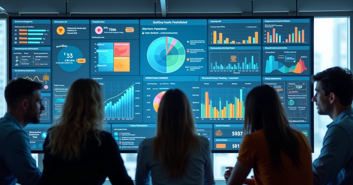Tela de dashboard de feedback de colaboradores em cores vivas 