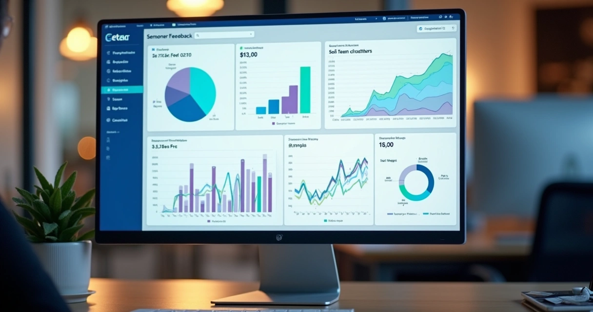 Tela de dashboard com gráficos de feedback dos clientes