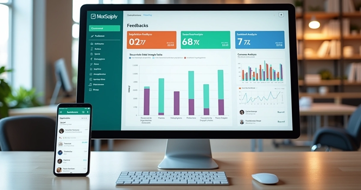 Dashboard de feedback semanal com gráficos de satisfação e análise de sentimentos 