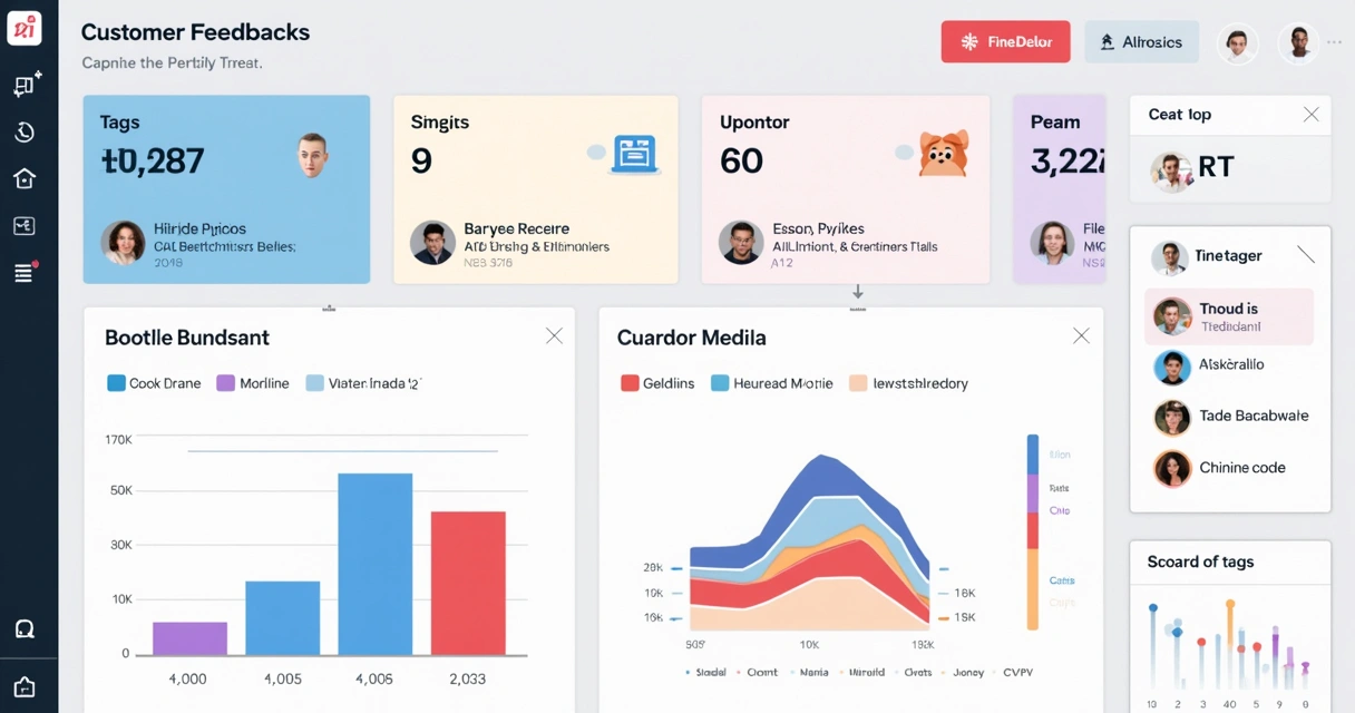 Dashboard digital exibindo feedbacks de clientes em tempo real
