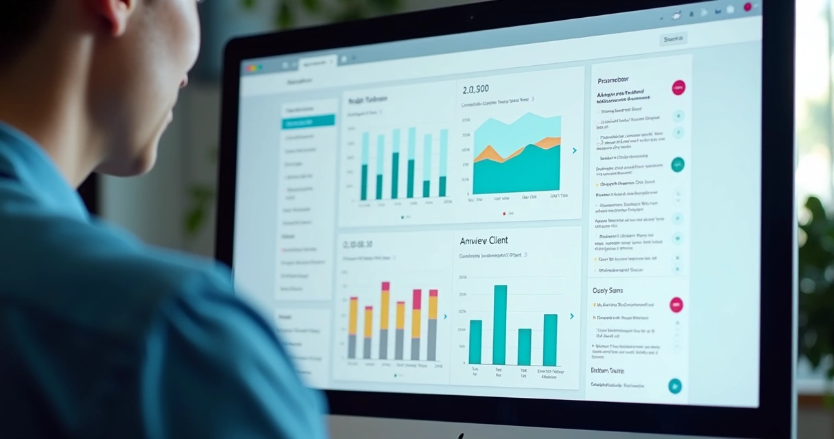 Dashboard colorido exibindo indicadores e comentários de feedback de clientes 