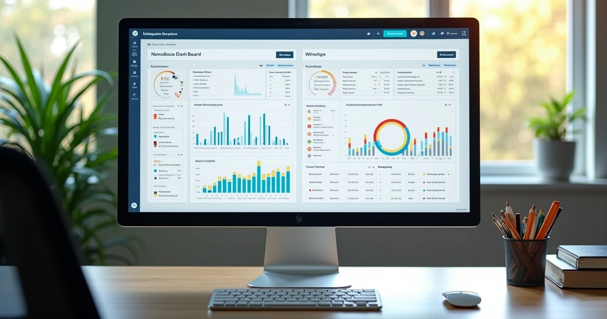 Dashboard de ferramenta de enriquecimento de dados em tela de computador 