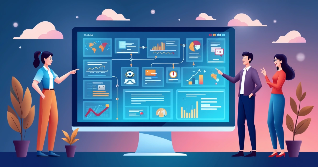 Painel integrando ferramentas avançadas de automação 