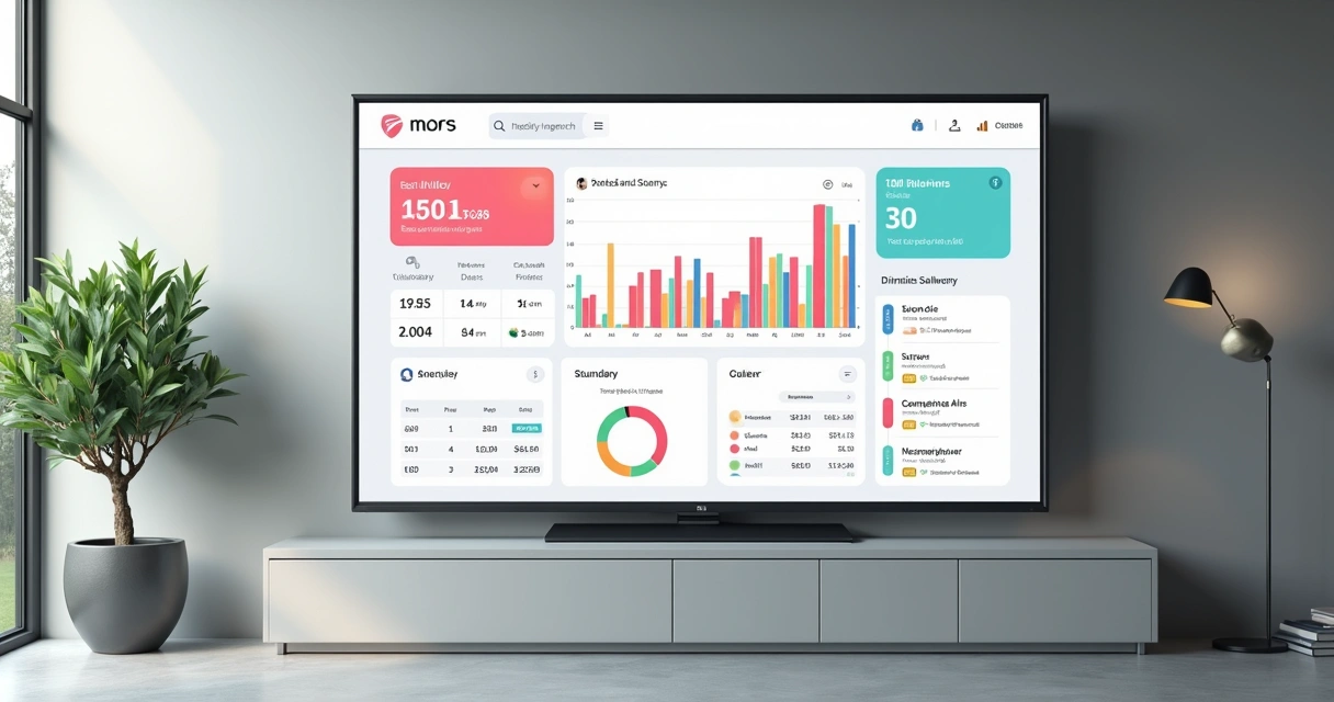 Dashboard financeiro com gráficos coloridos e categorias de gastos 