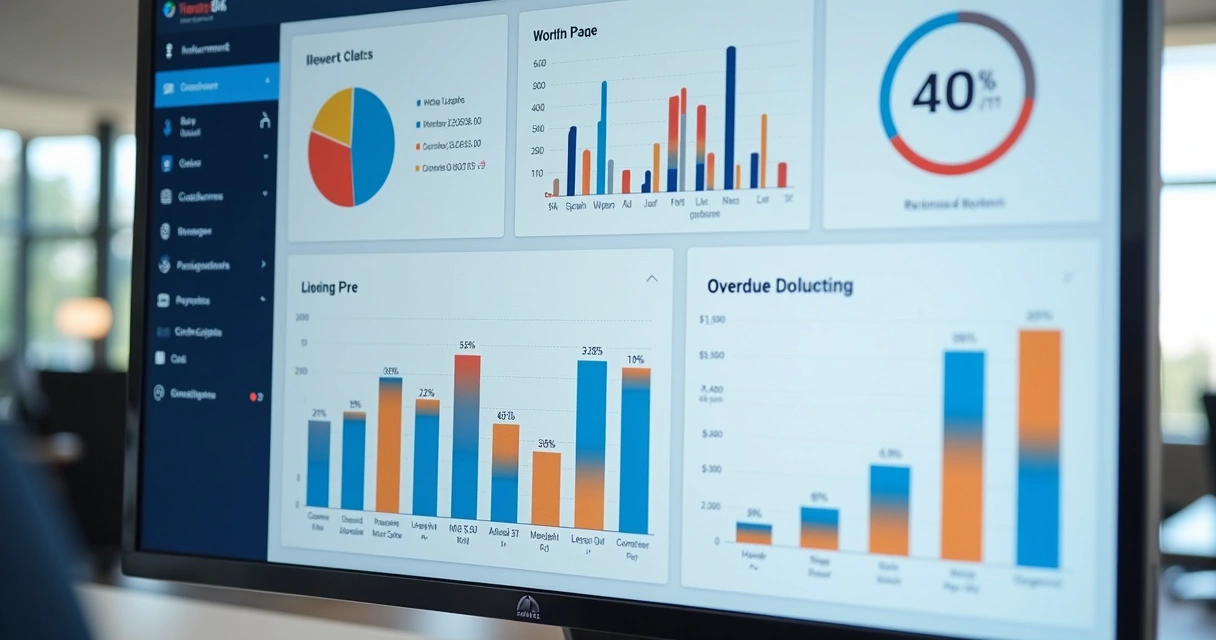 Dashboard de acompanhamento financeiro para clientes com gráficos de receitas, despesas e alertas. 