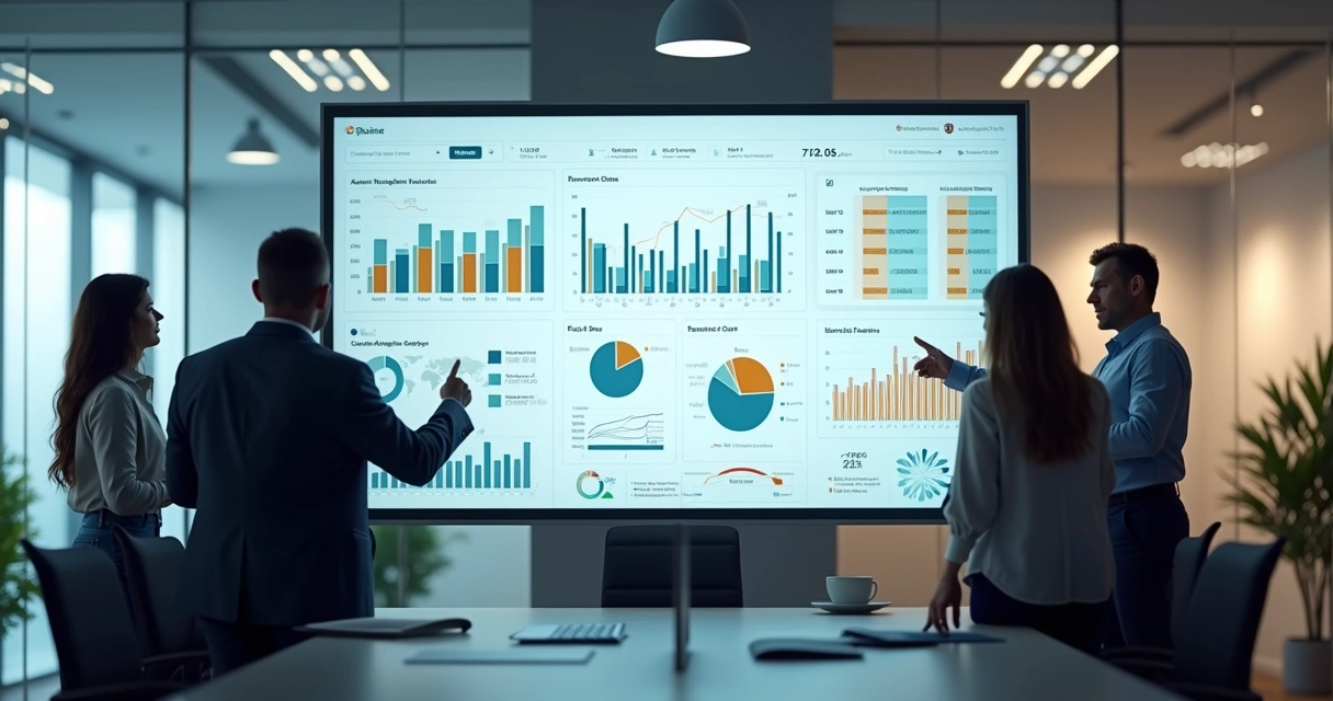 Dashboard financeiro personalizado em escritório moderno 