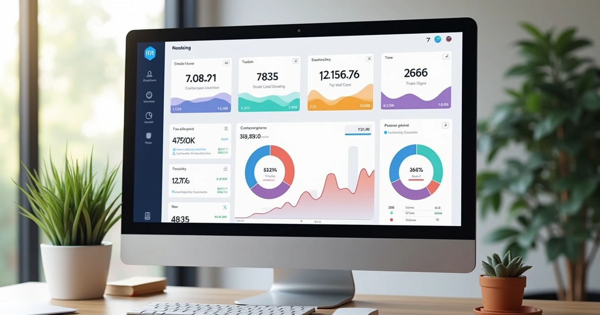 Dashboard moderno de finanças pessoais com gráficos de cartões de crédito