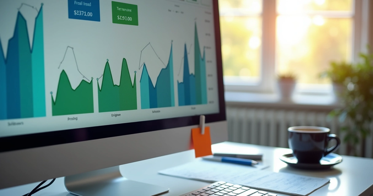 Dashboard financeiro detalhado em tela de computador