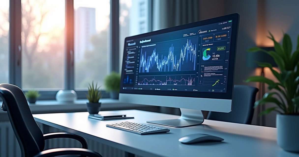 Dashboard automatizado de tesouraria em tela de computador 