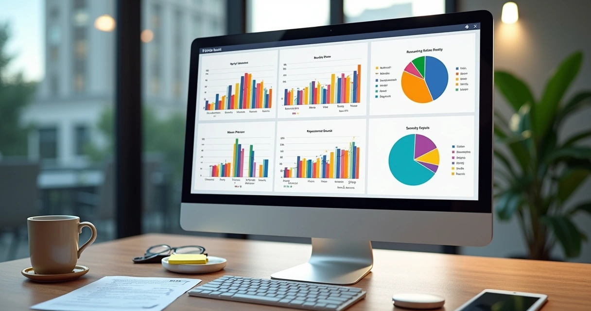 Dashboard de consultoria exibindo gráficos de receitas, despesas e análises comparativas 