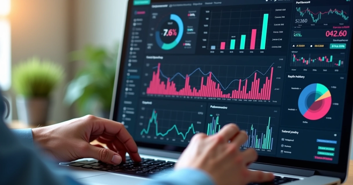 Dashboard digital com gráficos e métricas financeiras detalhadas 