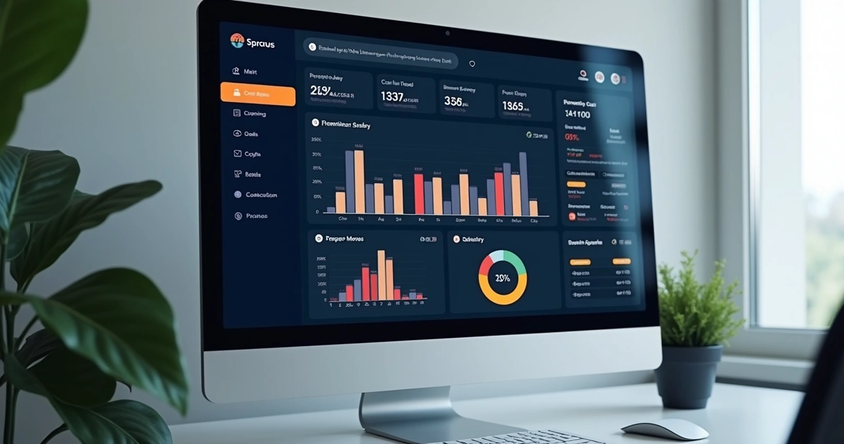 Dashboard de controle financeiro digital com gráficos coloridos 