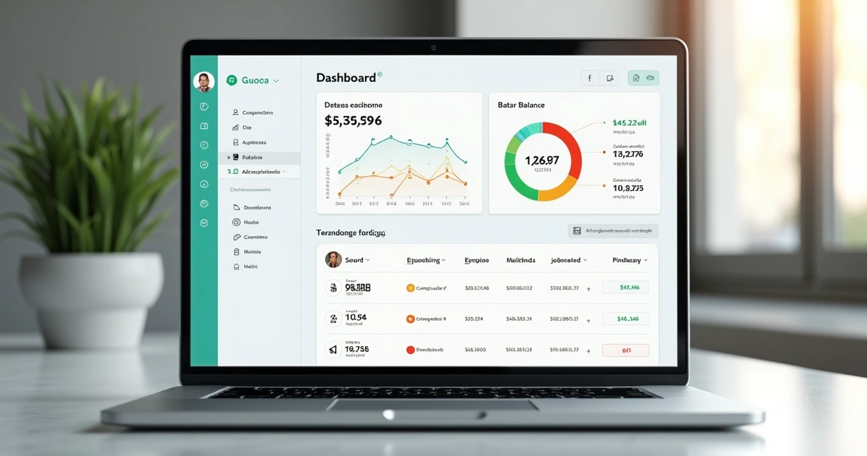 Dashboard financeiro mostrando saídas de caixa e saldo bancário 