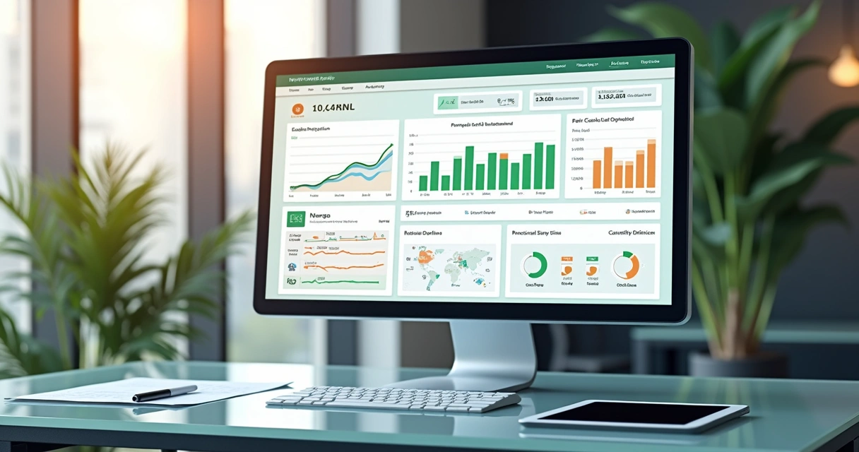 Dashboard financeiro digital com gráficos e relatórios 