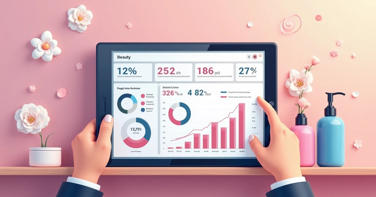 Dashboard com gráficos financeiros para clínica de estética