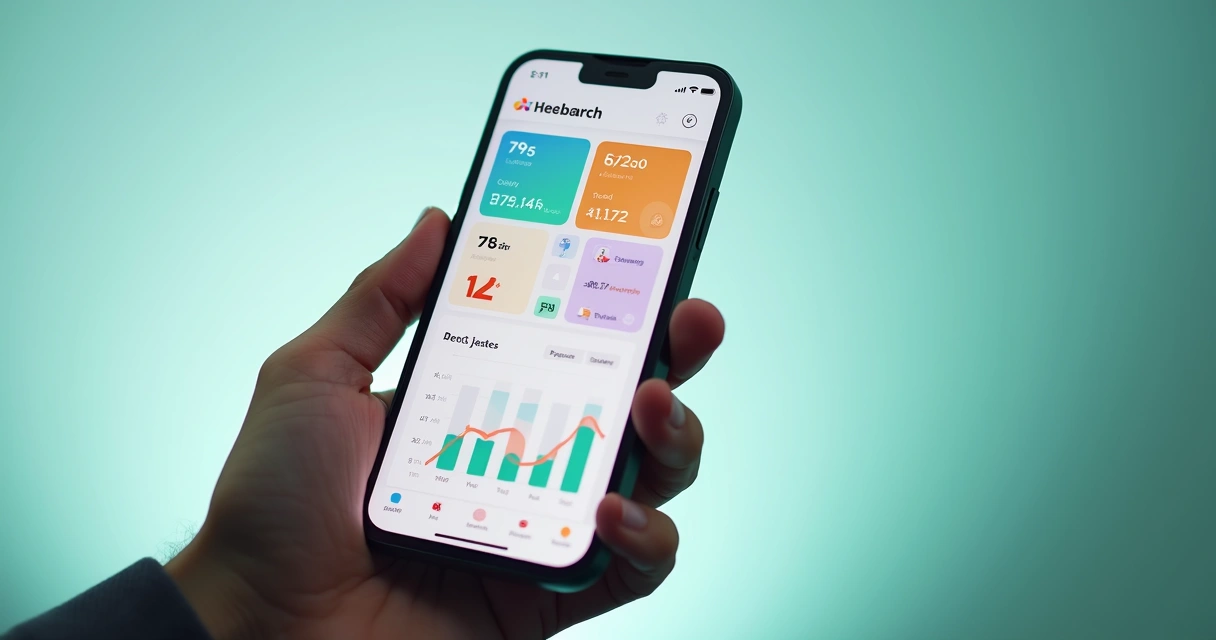 Painel financeiro digital em smartphone com IA destacada 