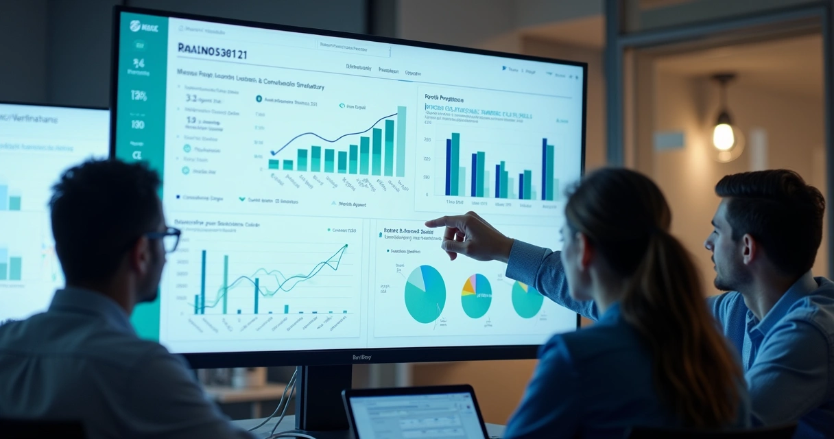 Dashboard financeiro digital mostrando gráficos consolidados. 