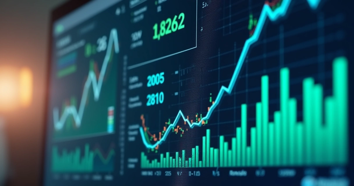 Dashboard com gráficos de KPIs financeiros coloridos 