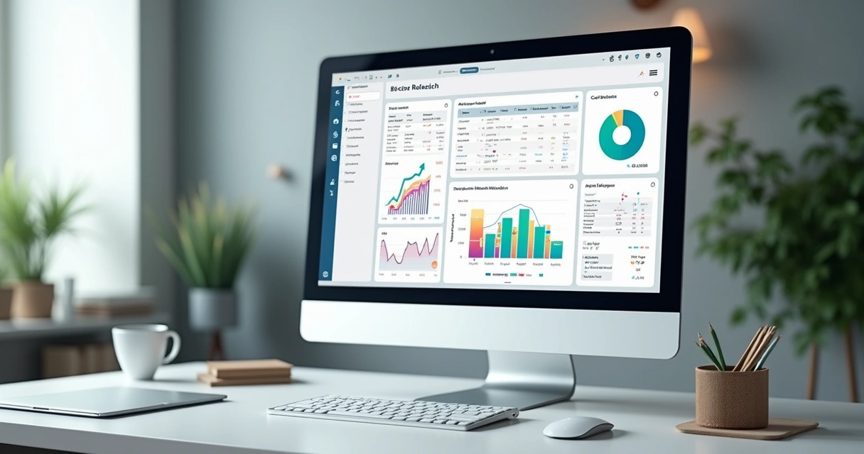 Dashboard financeiro moderno em tela com gráficos e fluxo de caixa 