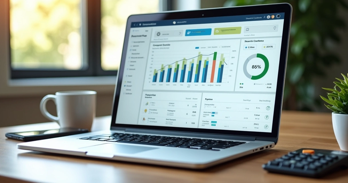 Dashboard financeiro com gráficos e indicadores 